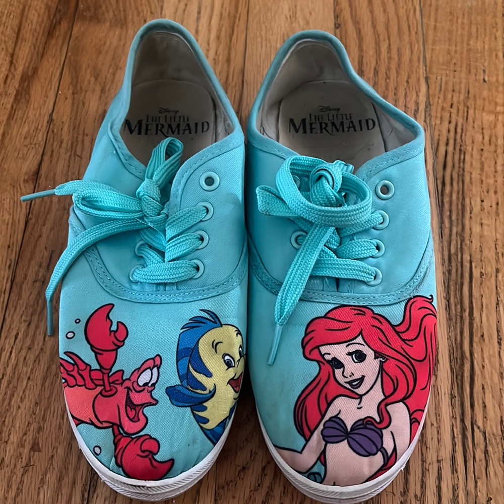Disney The Little Mermaid Turquoise Canvas Sneakers with Ariel & Friends